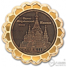 Магнит из бересты Ижевск Свято-Михайловский собор купола золото